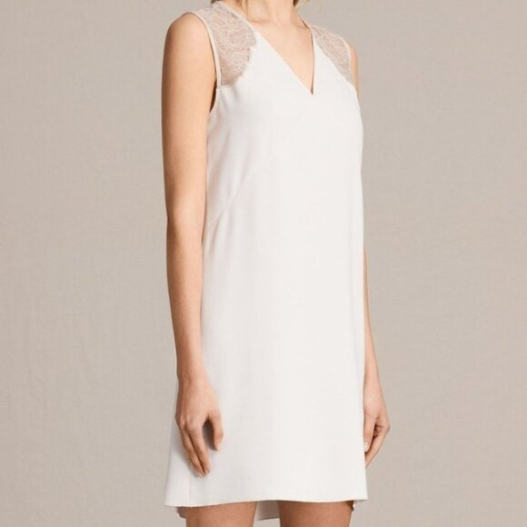 NWT  Allsaints Prism mini Dress Oyster White lace size 2 w/flaw - Picture 15 of 15